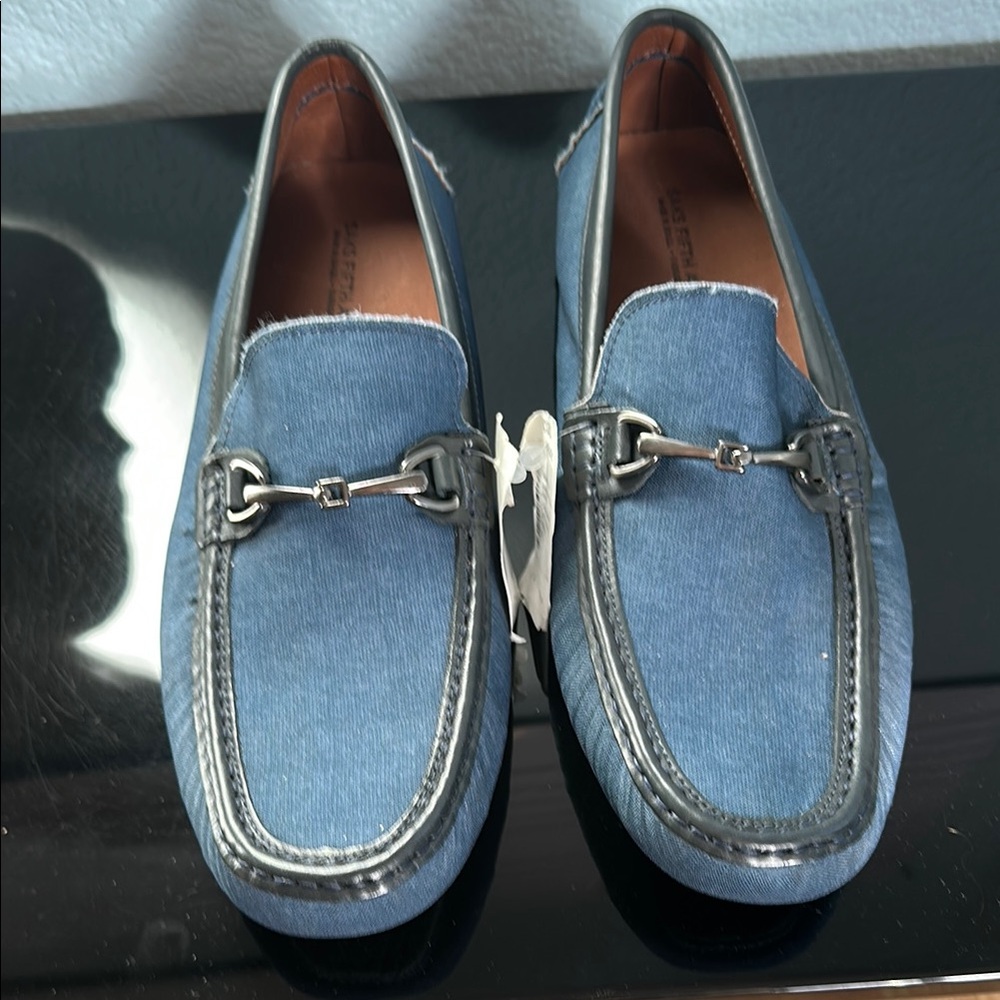 Denim Loafers with Metallic Hardware size 9.5